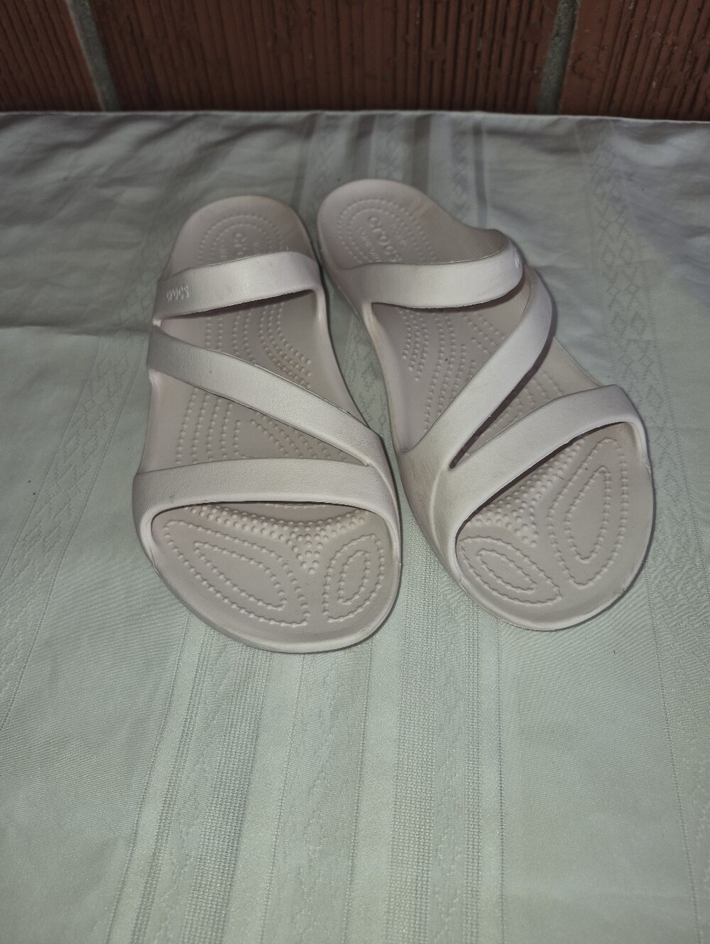 Blush Colored Crocs With 3 Straps Fits Like a 8